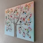 Artesanatos em geral com quadro de árvore com botões