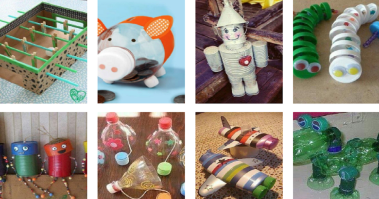 ideias de brinquedos feitos com materiais reciclaveis